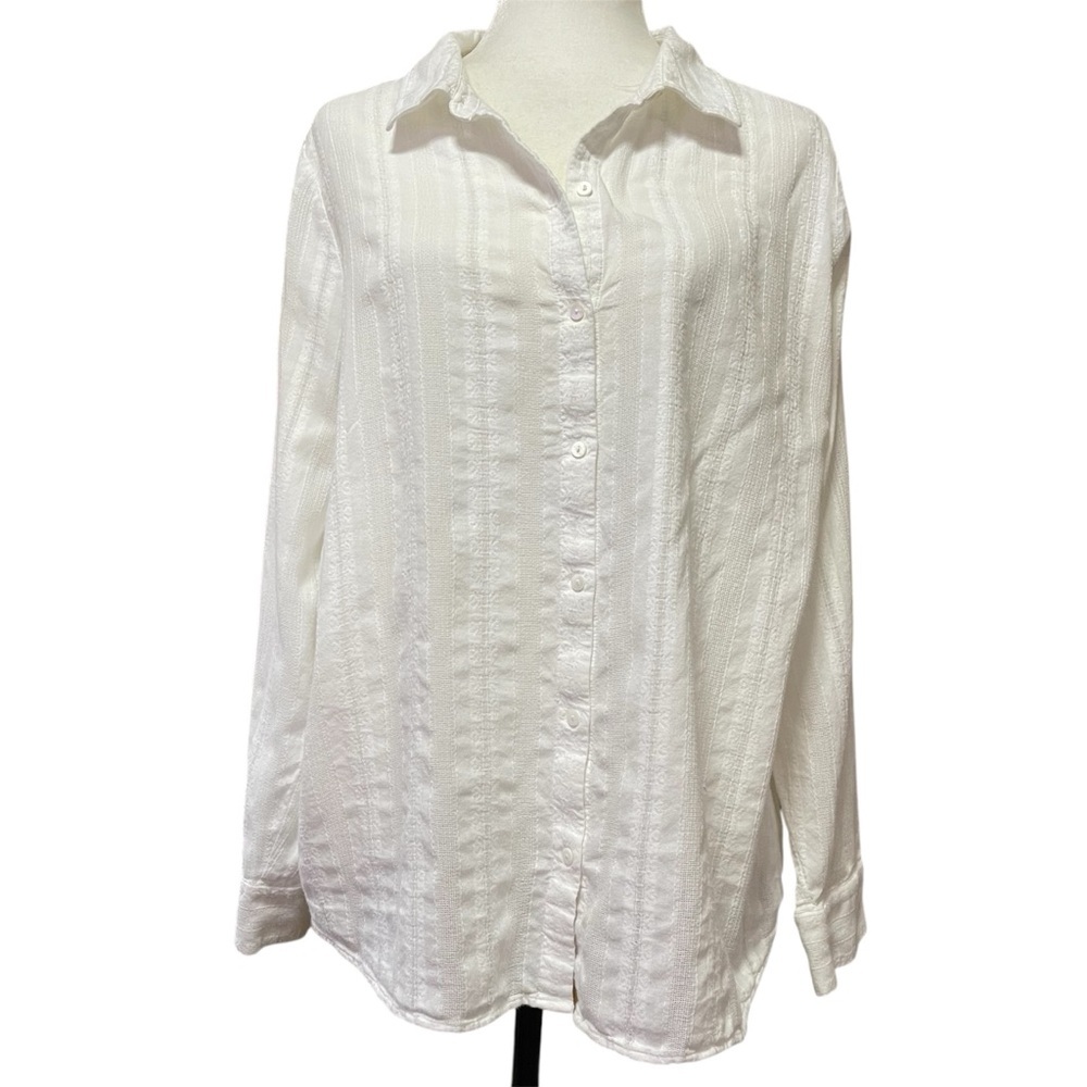 NYDJ White Textured Shirt US L
